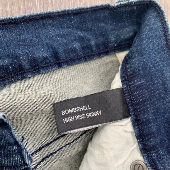 NEON BLONDE Bombshell High Rise Skinny Jeans Denim Dark Wash Distressed Size 24 - Picture 9 of 15